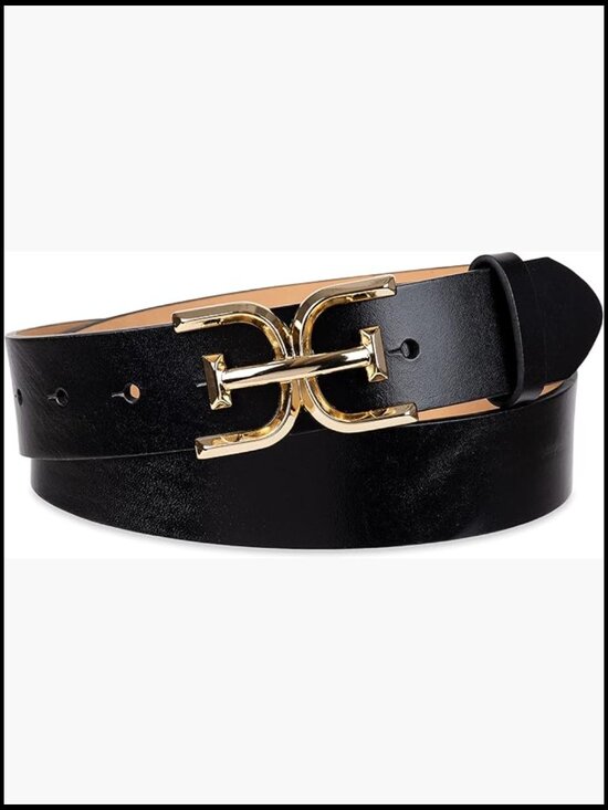 Double-E Logo Plaque Buckle Leather Belt for Jeans and Trousers main image 7